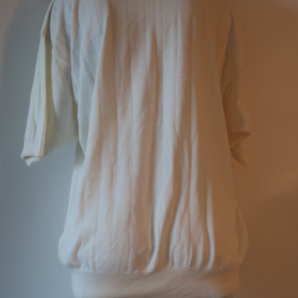 Mens Uomo Couture Vito Rufolo Ivory Knit Cotton Blend Short Sleeve Sweater XL * - Picture 6 of 7
